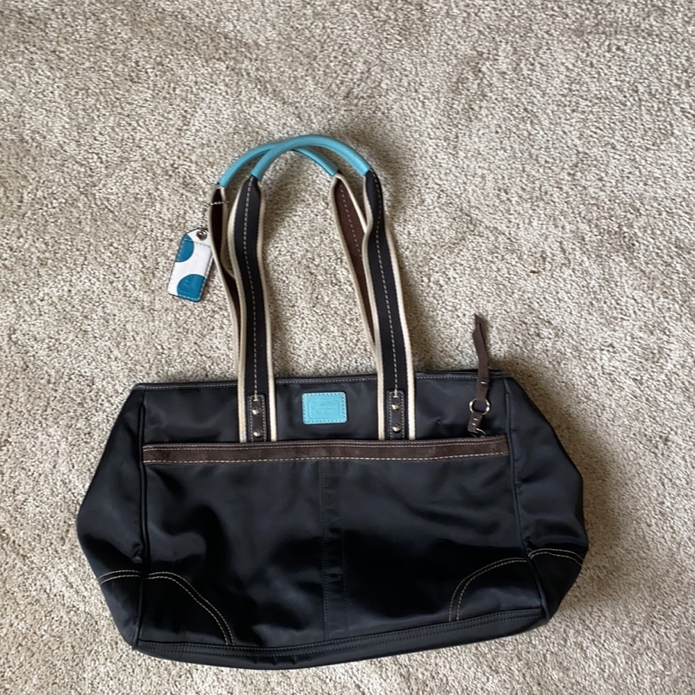 Coach Black Satin and Suede Tote F11994